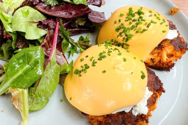 crab cake benedict at Bowood by Niche in St. Louis, Missouri