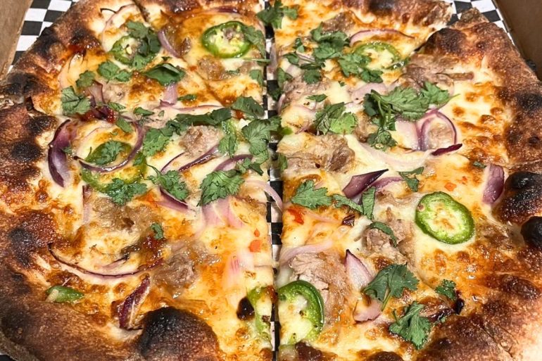Kalua Pork Pizza at Jax Wood Fired Pizza in Haleiwa, HI
