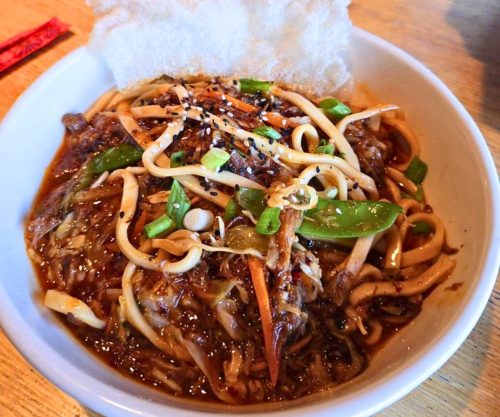 Beef Lo Mein at Revolution Taproom & Grill in Rochester, New Hampshire