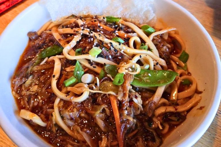 Beef Lo Mein at Revolution Taproom & Grill in Rochester, New Hampshire