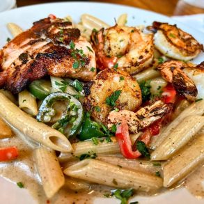 Caribbean "Billy Bones" Pasta at Table on 6th in Bentonville, AR