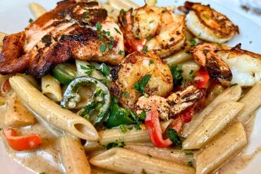 Caribbean "Billy Bones" Pasta at Table on 6th in Bentonville, AR
