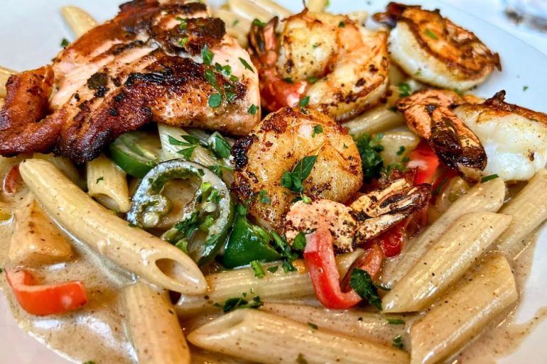 Caribbean "Billy Bones" Pasta at Table on 6th in Bentonville, AR