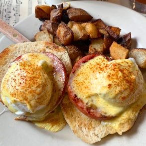 Sneakers Famous Eggs Benedict at Sneakers Bistro in Winooski, Vermont