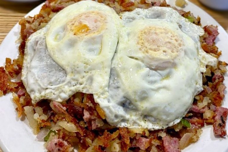 Corned Beef Hash and Eggs at Hanging Five Family Restaurant in Butte, Montana