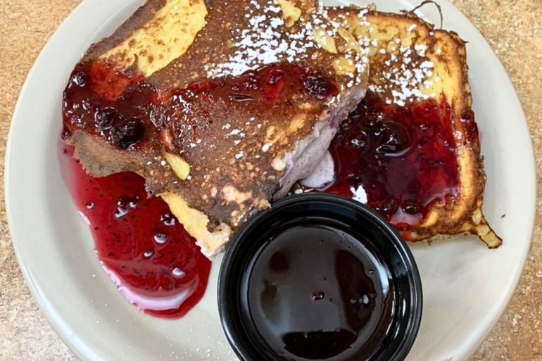 Huckleberry Stuffed French Toast at Steve's Cafe in Helena, Montana