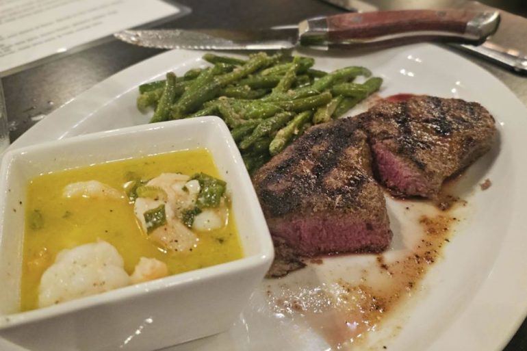 steak at flaming grill in maple hill, ks
