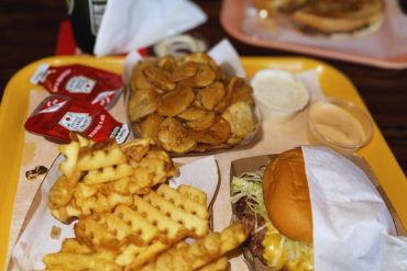 Mighty Fine - Waffle Fries, Fried Pickles, Single Burger