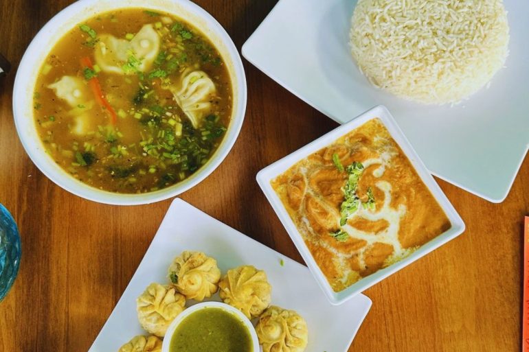 MOMO Kitchen - Fried Momo, Tikka Masala with Rice, Momo Soup with 4 Steamed Chicken Momos