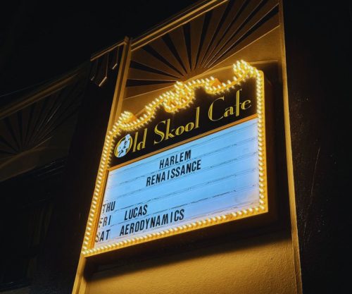 Old Skool Cafe - Store Sign and Events Info Box