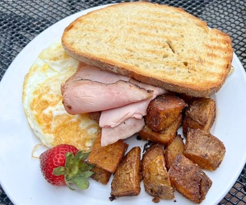 Two Eggs, Add Ham at 3 Squares Cafe in Vergennes, Vermont