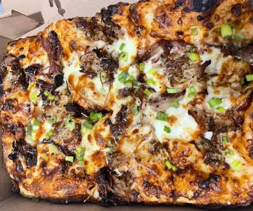 Beef Brisket Pizza at No Regrets Pizza in Greenwood, Indiana