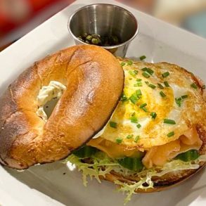 Bagel Sandwich at Cafe This Way in Bar Harbor, Maine