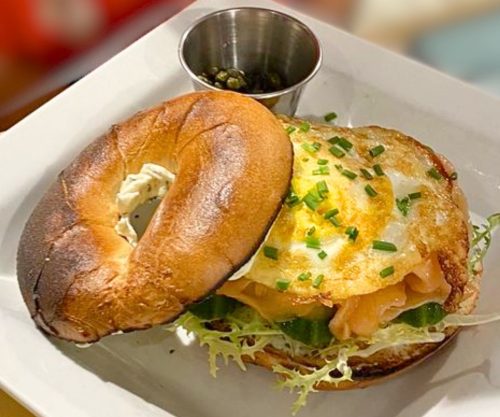 Bagel Sandwich at Cafe This Way in Bar Harbor, Maine