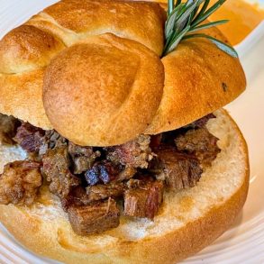Pretzel Brisket Sandwich at Jacobs Brewhouse and Grocer in Deadwood, SD