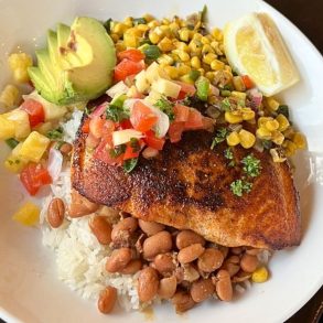 Blackened Salmon Bowl at Dogwoods Kitchen and Bar in Pontiac, Michigan
