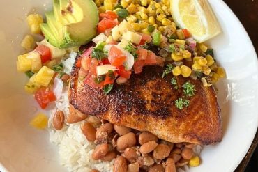 Blackened Salmon Bowl at Dogwoods Kitchen and Bar in Pontiac, Michigan