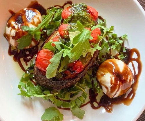 Burrata & Tomato Bruschetta at Spotted Horse Tavern in Shelton, Connecticut