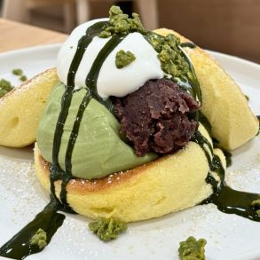 Red Bean Matcha Pancakes at J. S. Foodies in Princeton, New Jersey