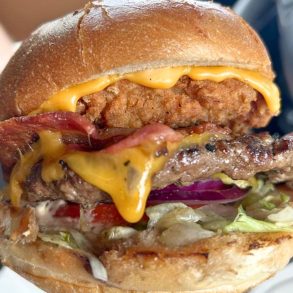 The Barnyard Burger at Machado Burgers in Santa Rosa, California