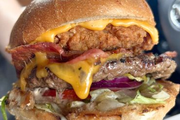 The Barnyard Burger at Machado Burgers in Santa Rosa, California