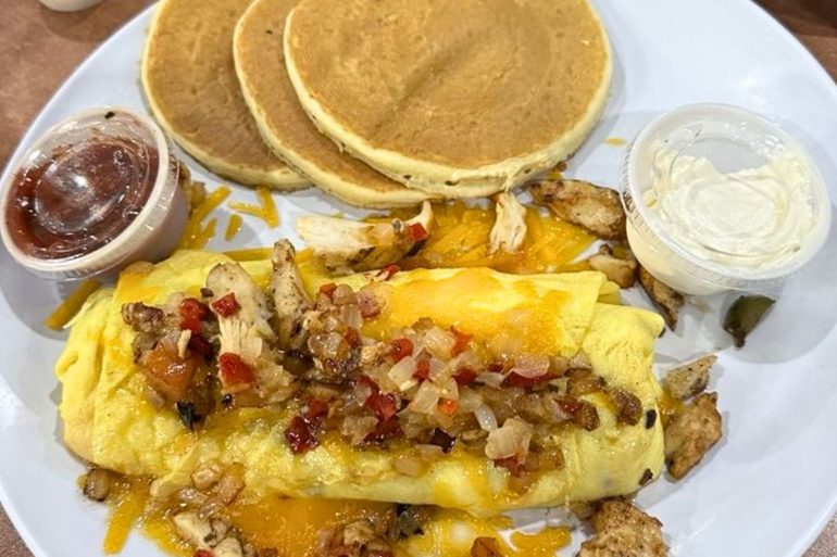 Chicken Fajita Omelette at Sawyer's Farmhouse Breakfast in Pigeon Forge, TN