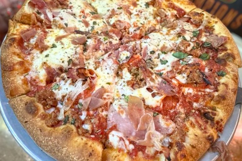 Meat-Head Pizza at SQZBX Brewery & Pizza in Hot Springs, Arkansas