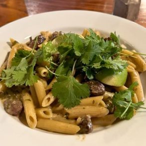 Cow Tail Penne Pasta at Cowfish in Lander, Wyoming