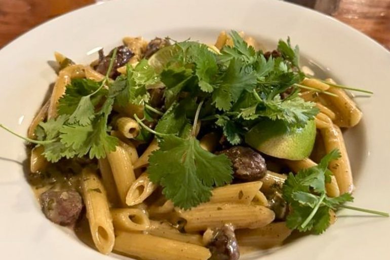 Cow Tail Penne Pasta at Cowfish in Lander, Wyoming