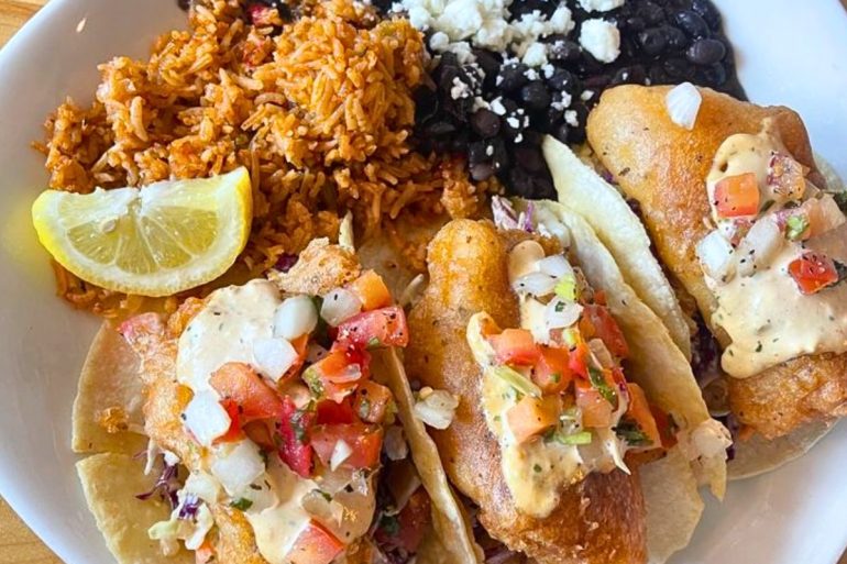Alaskan Cod Tacos at Uptown Grill in Olympia, Washington