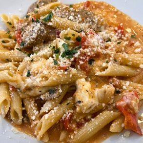Sausage Arrabiatta at Bella's Bistro in Saratoga, Wyoming
