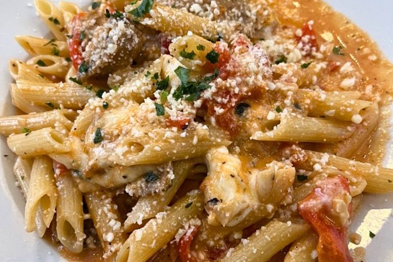 Sausage Arrabiatta at Bella's Bistro in Saratoga, Wyoming