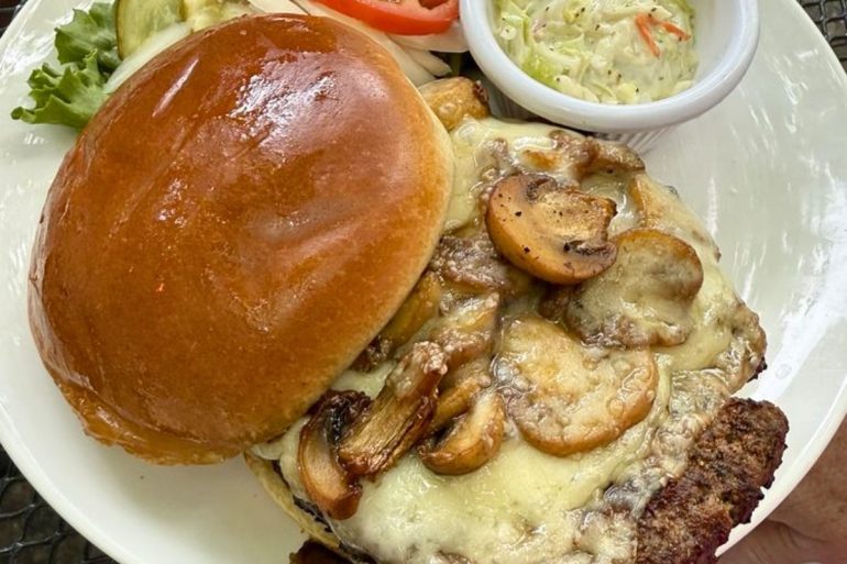 Mushroom Swiss Burger at Local Flavor Cafe in Eureka Springs, Arkansas