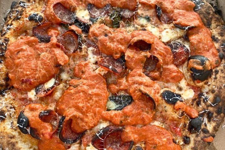 Vodka Pepperoni Pizza at Thompson and Bleecker in Ithaca, NY
