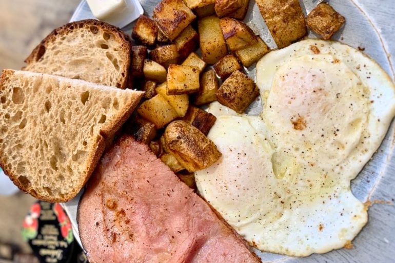 Sunrise at Mooney's Platter at Mon Vert Cafe in Woodstock, VT