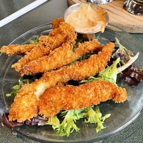 Green Chili Chicken Fingers at Flat Branch Pub & Brewing in Columbia, MO