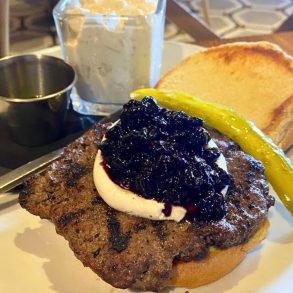 Smoked Blueberry Burger at Black Sheep Social Club in Cedar Rapids, Iowa