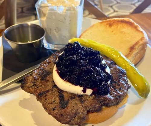 Smoked Blueberry Burger at Black Sheep Social Club in Cedar Rapids, Iowa