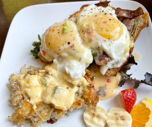 Eggs Benny with Steak at Faye's Cafe in Livingston, Montana