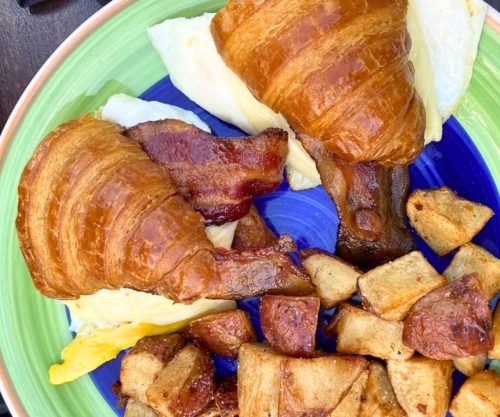 Croissant Breakfast Sandwich at Roots Cafe in West Chester, Pennsylvania