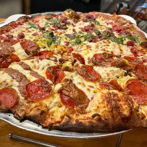 half and half pizza at Mountain State Brewing in Morgantown, WV