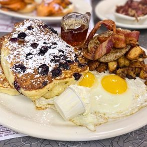 The Joker Pancake Combo at Four Aces Diner in West Lebanon, NH