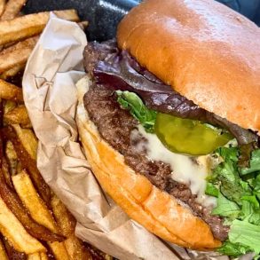 King of the Hunt Burger at Ocmulgee Brewpub in Macon, GA