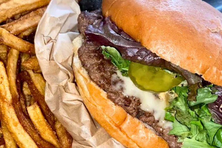 King of the Hunt Burger at Ocmulgee Brewpub in Macon, GA