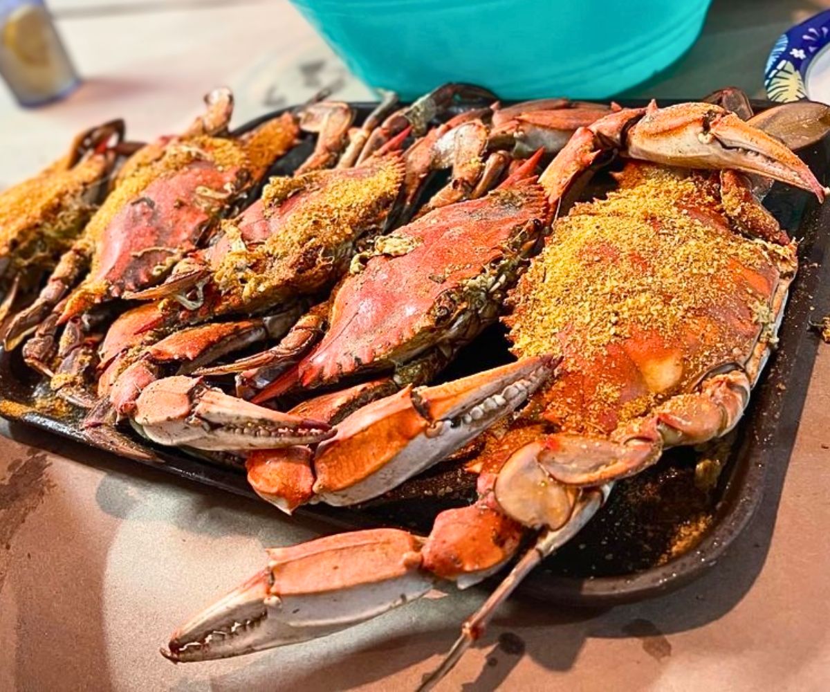 Steamed Blue Crabs at The Surfing Crab in Lewes, Delaware