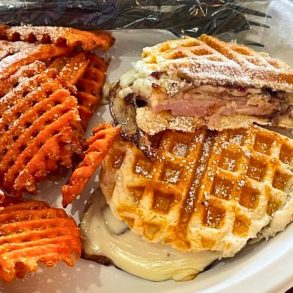 Monte Cristo Waffle at Le Bistreaux in Alexandria, Louisiana