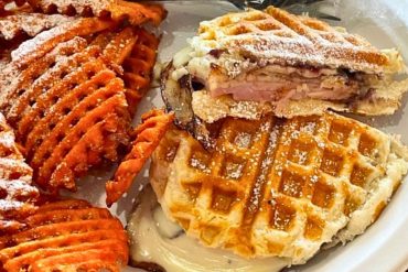 Monte Cristo Waffle at Le Bistreaux in Alexandria, Louisiana