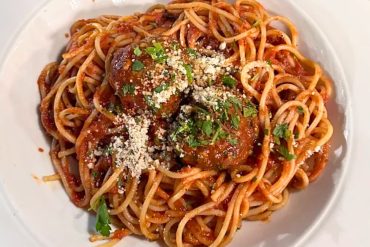 spaghetti with meatballs at Nonna's Kitchen in Spearfish, South Dakota