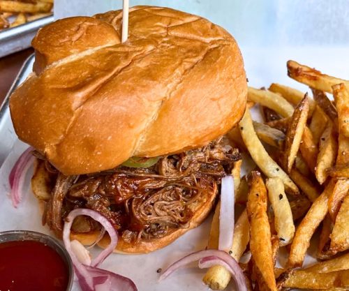 Kyle Style Texas BBQ Brisket Burger at The Fork n Cork in Wilmington, NC