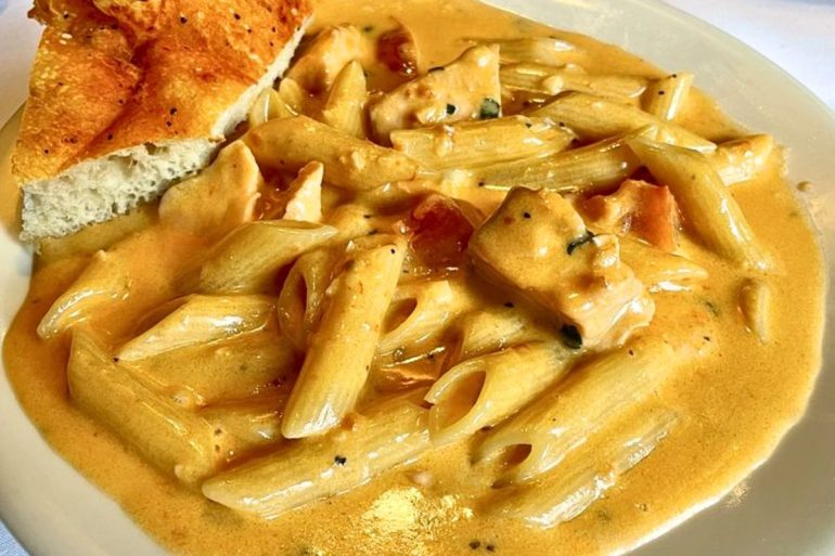 Penne Con Salmon at Café Roma in Cleveland, Tennessee